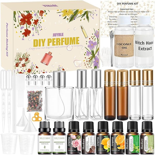 JUYRLE Perfume Making Kit- DIY Roller Perfume Making Kits for Women, Make Your Own Scent with Essential Oil, Bottle, Roller Fragrance Set, Fragrance Gifts for Women Girls
