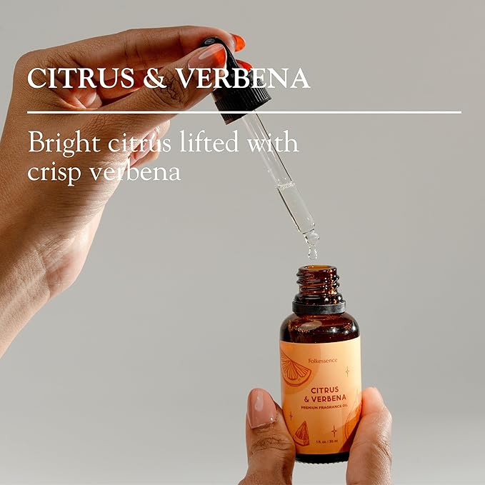 Folkulture Citrus & Verbena Essential Oil Blend | 30 ml - 1.01 Fl Oz Fragrance Oil with Dropper | Premium Diffuser Oils for Humidifier, Diffuser for Fresh & Uplifting, Revive, Relaxation