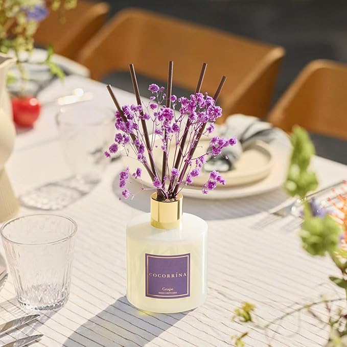 COCORRÍNA Reed Diffuser - Grape 6.7 fl oz Reed Diffuser with Sticks, Bedroom Bathroom Shelf Decor