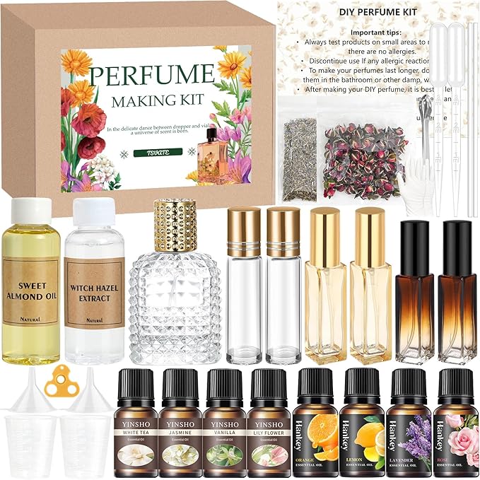 TSVATE DIY Perfume Making Kit for Women- Roller Perfume Making Kit, Travel Perfume Set with Essential Oil, Spray Bottles, Make Your Own Scent, Roller Fragrance Christmas Gifts for Women Girls