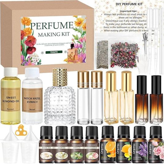 TSVATE DIY Perfume Making Kit for Women- Roller Perfume Making Kit, Travel Perfume Set with Essential Oil, Spray Bottles, Make Your Own Scent, Roller Fragrance Christmas Gifts for Women Girls