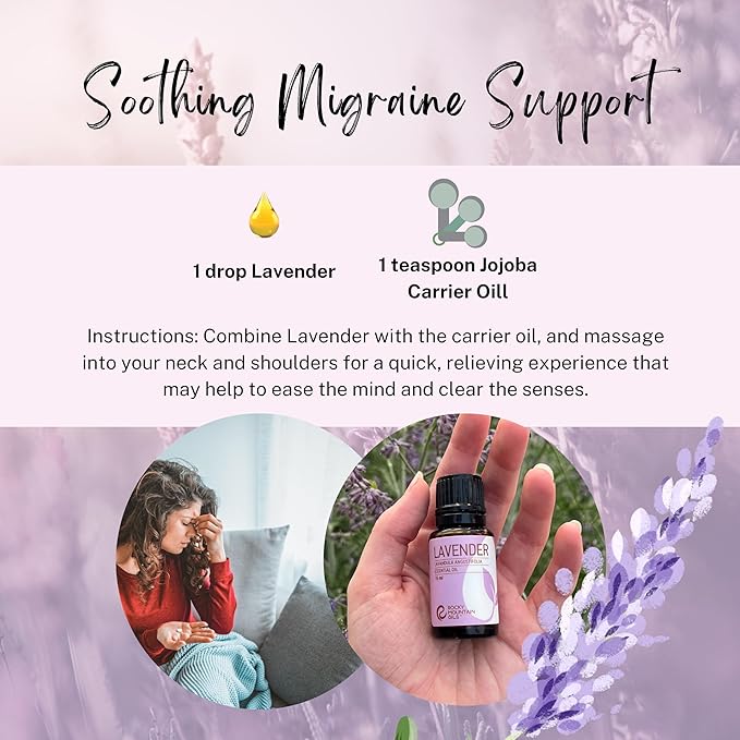 Rocky Mountain Oils Lavender Essential Oil - Diffuser Oil, Pure Essential Oils for Diffuser and Aromatherapy, Perfect for Hotel, Spa, Sleep Diffuser Oil