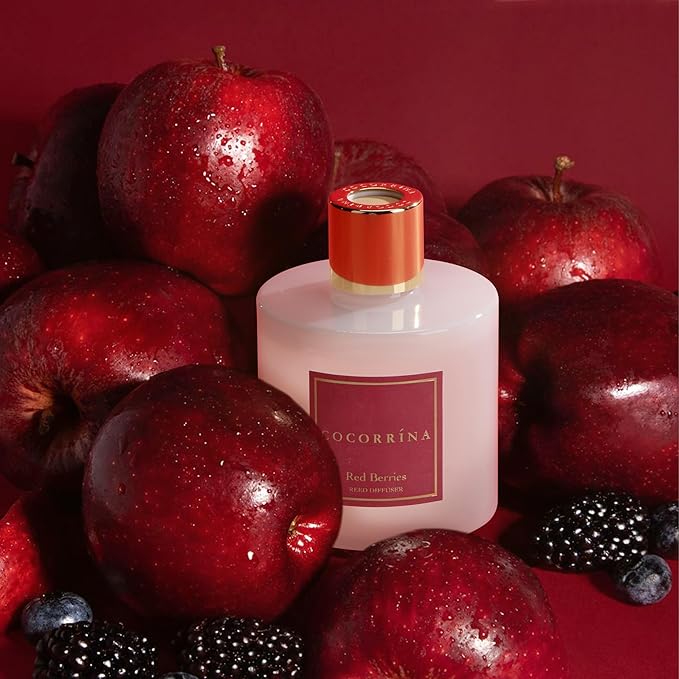 COCORRÍNA Reed Diffuser - Red Berries 6.7 fl oz Reed Diffuser with Sticks, Bedroom Bathroom Shelf Decor