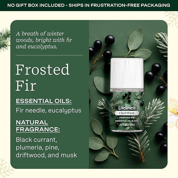 Lifelines ClickWick Essential Oil Blends for Lifelines Diffusers, 3-Pack Frosted Fir Set – Essential Oil Blend Refill for Candle, Plant & Shower Aromatherapy Diffuser – Fragrance for Diffusers
