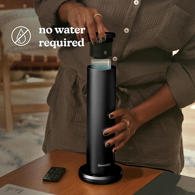 Homedics SereneScent Waterless Essential Oil Diffuser, Home Fragrance Scent Diffuser for Large Rooms, No Water Needed, Patented Air Diffusion Technology, Oil Sold Separately, Black