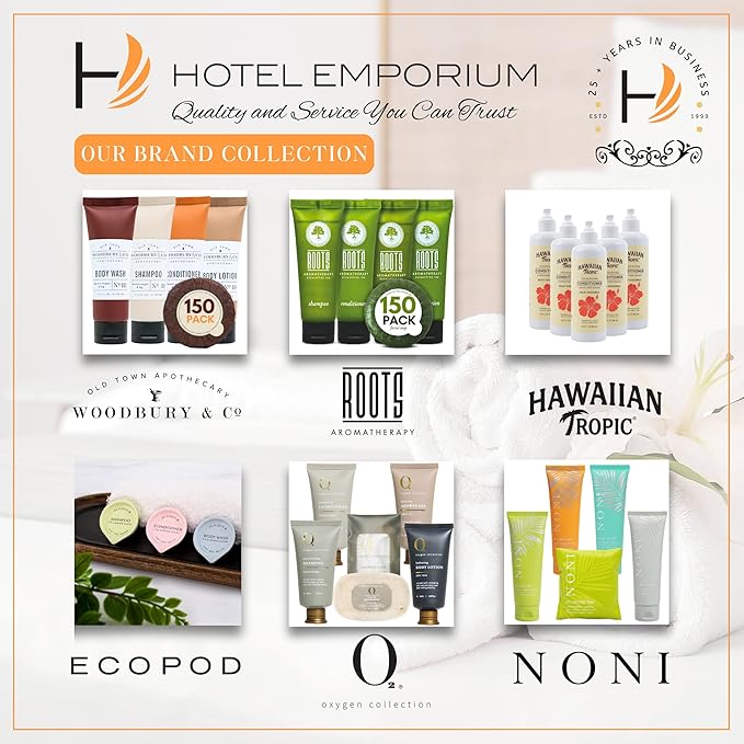 Airbnb Essentials for Hosts, 150-Piece Hotel Toiletries Bulk Set — Shampoo, Conditioner, Body Wash, Lotion & Bar Soap for Guests, Vacation Rental Bathroom Amenities, Eucalyptus Tea
