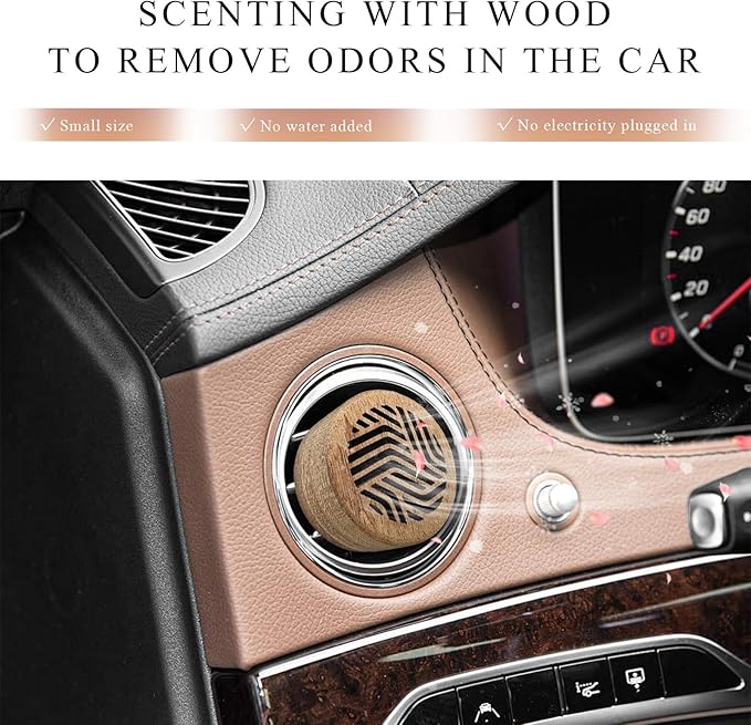 KVAEY 2 PCS Wood Car Essential Oil Diffuser, Wooden Aromatherapy Essential Oils Diffuser with Vent Clip, Wood Vent Clip Air Freshener for Vehicle Office Home Bedroom (Gradient Lines)