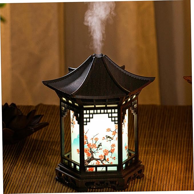 Essential Oil Diffusers, Chinese Lantern Essential Oil Diffuser & Night Light - 160ml 2-in-1 Humidifier with Dual Color Temperatures & Adjustable Mist Modes, Brown Diffusers, Arom