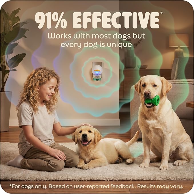 Dog Calming Diffuser Kit with Toy – Helps Reduce Barking, Pee Accidents & Separation Anxiety – Pheromone Plug-in for Dogs – 1 Diffuser + 2 Refills