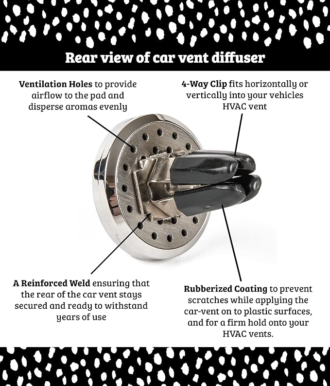 Wild Essentials Jack Skullington Essential Oil Car Vent Diffuser Kit, Lavender, Lemongrass, Peppermint, Orange Oils, Stainless Steel Locket Pendant, 8 Pads, Customizable Color Changing Air Freshener