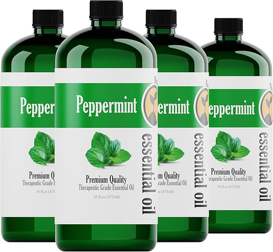 Natures-Star Peppermint Essential Oil, 4 Pack 16oz Each, 64oz Bulk, Therapeutic Grade Peppermint Essential Oil for Aromatherapy, Soap Making, Candles, Diffuser