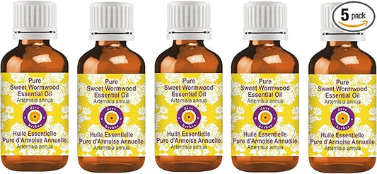 Deve Herbes Pure Sweet Wormwood Essential Oil (Artemisia annua) Steam Distilled (Pack of Five) 100ml X 5 (16.9 oz)