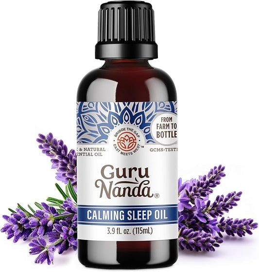 GuruNanda Calming Sleep Essential Oil, Blend of 100% Natural, Pure & Undiluted Essential Oils, Promote Relaxation, Calmness & Restful Sleep, 3.9 fl oz
