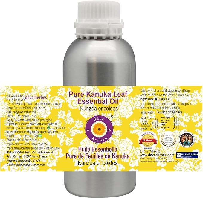 Deve Herbes Pure Kanuka Leaf Essential Oil (Kunzea ericoides) Steam Distilled 630ml (21 oz)