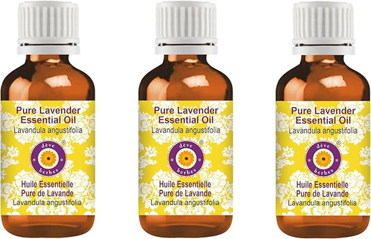 Deve Herbes Pure Lavender Essential Oil (Lavandula angustifolia) (Made in France) Steam Distilled (Pack of Three) 100ml X 3 (10 oz)