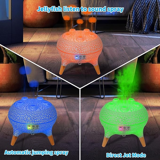 BOHOFAM Jellyfish Essential Oil Diffuser 250ML,Aroma Diffuser Hears Sound to Spray Dancing Jellyfish Mist,7 Colorful Lights, 4 * 10ML Hotel Collection Diffuser Oils Scents for Home Bedroom(White)