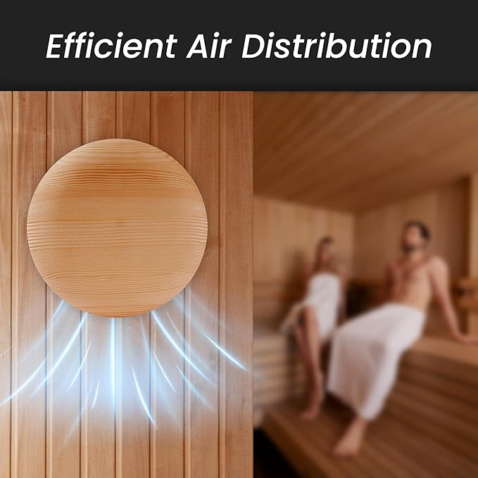 Repa Market 4" Inch Wooden Adjustable Sauna Air Diffuser – Pine Wood Wall Vent Cover – Sauna Accessories & Ventilation – Manually Adjustable Sauna Air Vent - Steam Room Ceiling Vent Covers