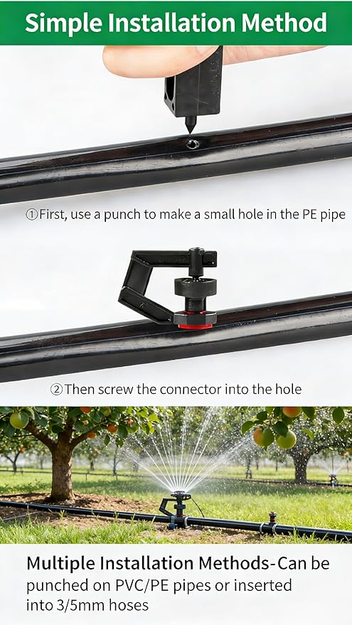 30-500Pcs G Type 360° Micro Rotary Sprinkler Heads, Rotating Refraction Atomizing Nozzles, Mist Sprayers for Garden Lawn Drip Irrigation System, Watering Atomizer Dripper (50)