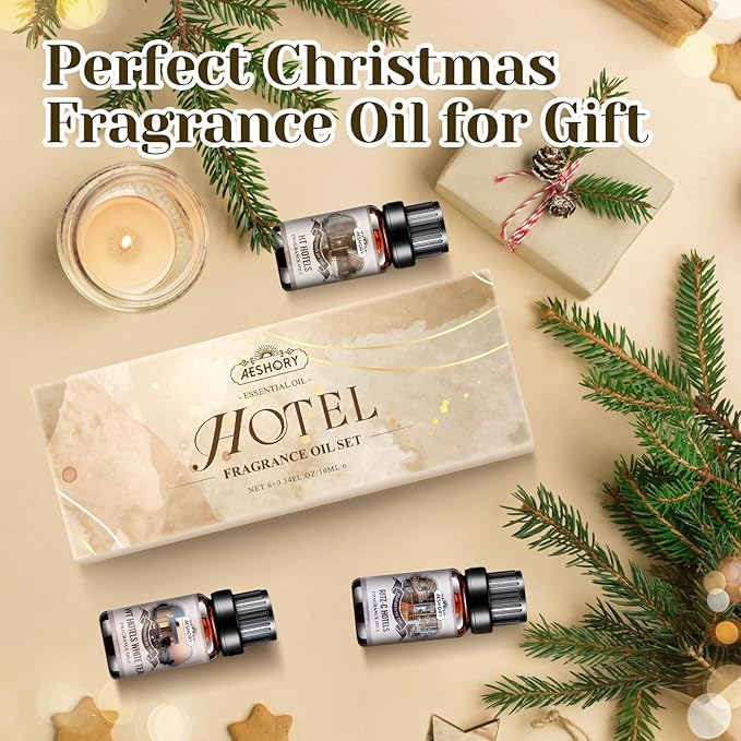 Hotel Diffuser Oils Gift Set - 6x10ML Luxury Fragrance Oil Blend, Hotel Scent Essential Oils Set for Diffuser, Candle, Soap Making Scents