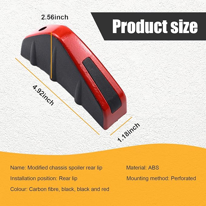 Augeny 4PCS Car Rear Lower Bumper Wing Lip Diffuser, Anti-Crash Auto Shark Fin Spoiler Protector with Mounting Screws, Universal Rear Bumper Lip Diffuser Kit for Car SUV Truck (Red Edge/Black Cover)
