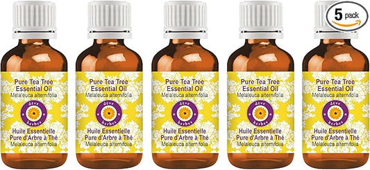 Deve Herbes Pure Tea Tree Essential Oil (Melaleuca alternifolia) Steam Distilled (Pack of Five) 100ml X 5 (16.9 oz)