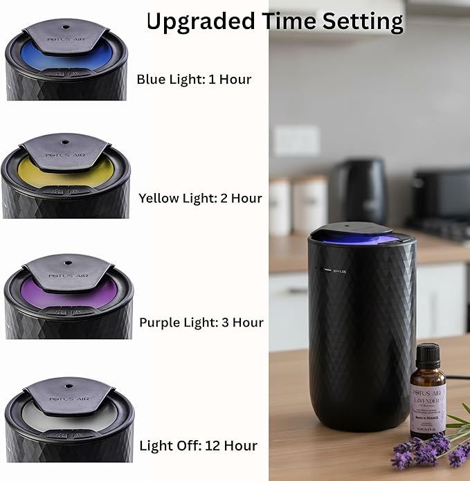 Waterless Essential Oil Diffuser – Portable Cordless Aromatherapy Diffuser for Home, Car, Office – 3 Mist Levels - 4 Timer Modes - 15ml Oil Capacity - USB-C Rechargeable