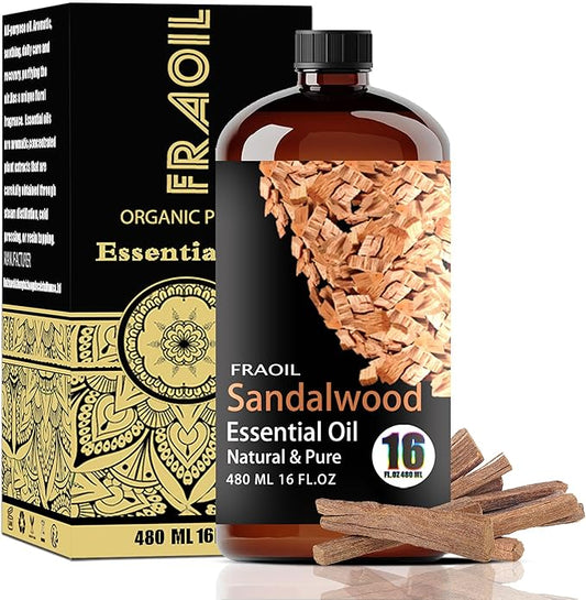 Sandalwood Essential Oil, Sandalwood Oil 16 Fl Oz 480 ML for Diffuser Humidifier Yoga Cleaning DIY Candle Soap Making Perfume Gift Essential Oils