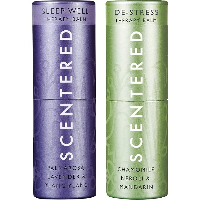 Scentered Aromatherapy Balm Sticks for Sleep & Stress-Relief - Roll On Essential Oil Blends of Lavender & Chamomile - Aromatherapy Gifts for Women - Sleep Well & De-Stress