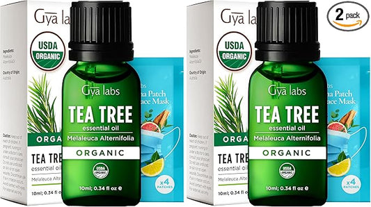 Gya Labs Organic Tea Tree Essential Oil - 0.34 Fl Oz - for Skin, Hair, Diffuser, Aromatherapy, DIY Candle Making Scents (Pack of 2)