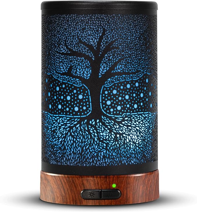 EQUSUPRO Essential Oil Diffuser Electric Cool Mist Aroma Diffuser150ml with Intermittent Mode, Auto Shut-Off Protection, 7 Colors Changing LED Light for Home Office Decor & Gift (Life Tree)