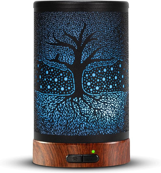 EQUSUPRO Essential Oil Diffuser Electric Cool Mist Aroma Diffuser150ml with Intermittent Mode, Auto Shut-Off Protection, 7 Colors Changing LED Light for Home Office Decor & Gift (Life Tree)