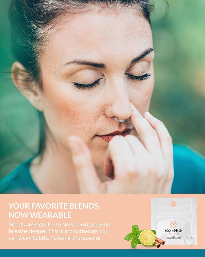 HONÉ Essence Wearable Aromatherapy Nasal Diffuser – Immunity Blend Essential Oil Nose Ring – Personal Scent Clip for Travel, Work & Everyday Use – Made in USA
