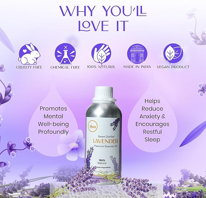 My Ace Lavender Essential Oil – 100% Pure & Natural, Steam Distilled from Lavender Flowers – Premium Grade Undiluted Oil for Diffuser, Aromatherapy, Soap & Candle Making - 16 fl oz
