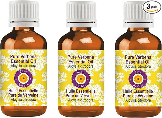 Deve Herbes Pure Verbena Essential Oil (Aloysia citrodora) Steam Distilled (Pack of Three) 100ml X 3 (10 oz)