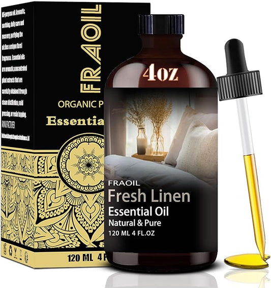 Fresh Linen Essential Oil 4 Fl Oz 120ML for Diffuser Humidifier Yoga Cleaning DIY Candle Soap Making Perfume Gift for Women FRAOIL (Fresh Linen 4 Fl Oz (Pack of 1))