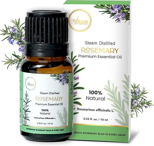 My Ace Rosemary Essential Oil | Pure, Natural & Premium Grade with Dropper for Scalp Care, Diffuser, Skin, Aromatherapy, Massage & Bath Use | 0.33 fl oz (Pack of 1)