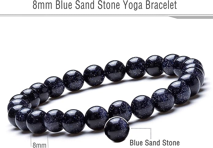 Hamoery Men Women 8mm Natural Stone Lava Rock Diffuser Bracelet Elastic Yoga Agate Beads Bracelet Bangle
