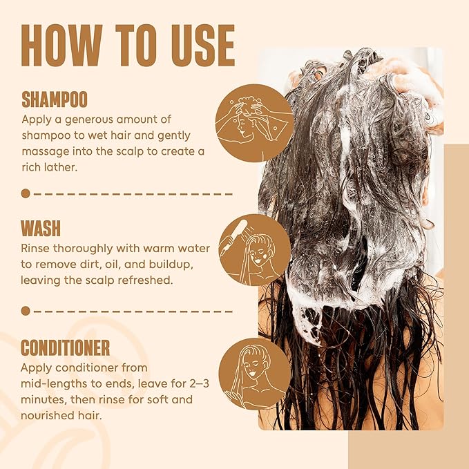 INFINA ESSENTIALS Caffeine Biotin Shampoo and Conditioner Set | Hair Thickening & Strengthening | 16 fl oz Each | with Batana Oil & Castor Oil | For Thinning Hair Care | Men & Women | Made in USA