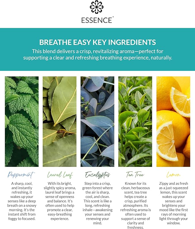 Essence Pearl Travel Case | Breathe Easy Essential Oil | Aromatherapy Nasal Diffuser & Essential Oil Carrying Case | Peppermint & Eucalyptus Blend | Travel-Friendly Kit | Black Pod