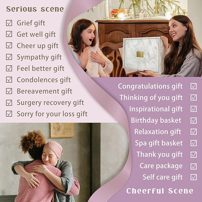 AHAGIFTREE Gift Baskets For Women,12PC Birthday Gifts,Mother's Day Thinking Of you Gifts for Women,Care Package,Grief,Sympathy,thank you,Condolences (Purple)