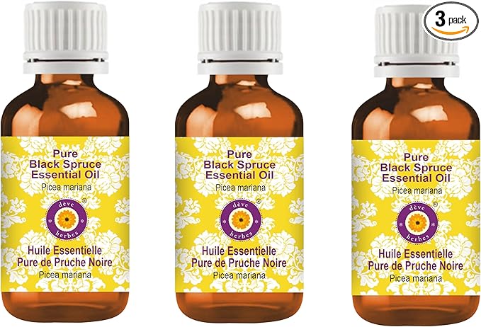 Deve Herbes Pure Black Spruce Essential Oil (Picea Mariana) Steam Distilled (Pack of Three) 100ml X 3 (10 oz)