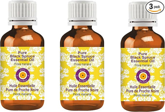 Deve Herbes Pure Black Spruce Essential Oil (Picea Mariana) Steam Distilled (Pack of Three) 100ml X 3 (10 oz)