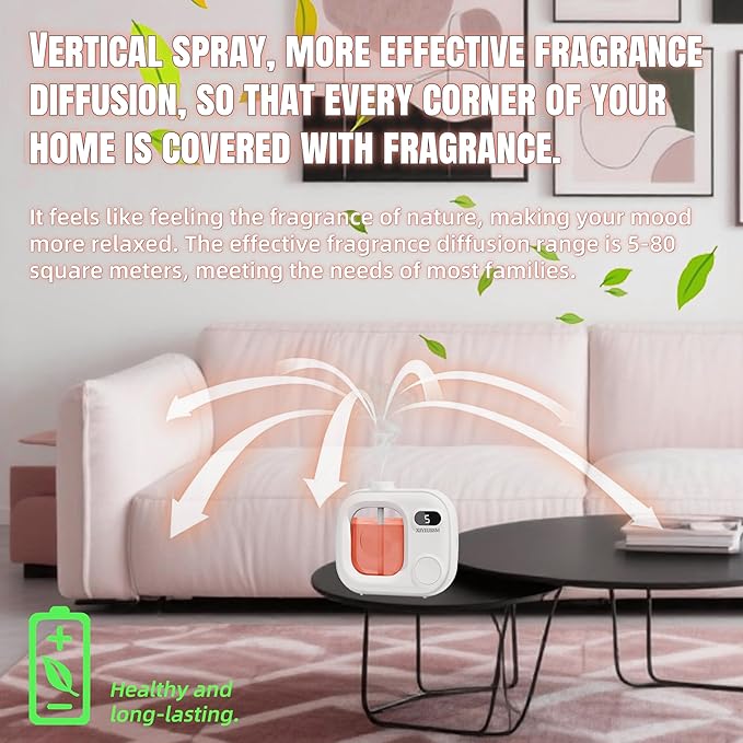 Waterless Essential Oil Diffuser Portable Cordless Aromatherapy Scent Machine for Home Office Car Large Room Battery Powered Ultrasonic Diffuser with 5 Mist Modes for Bedroom Classroom Travel