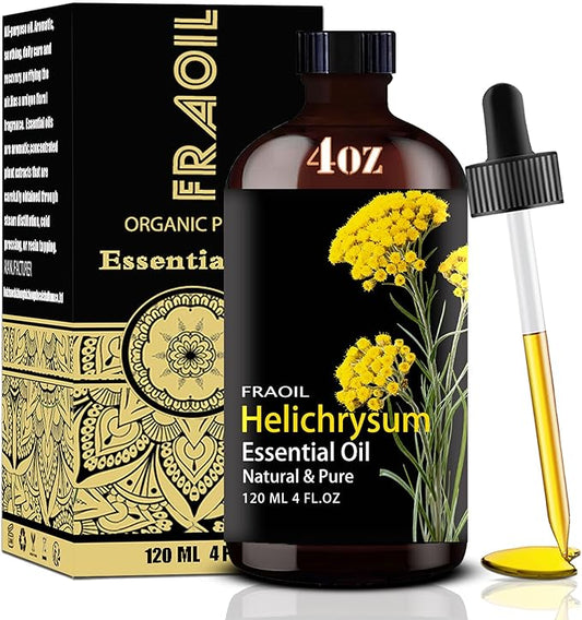 Helichrysum Essential Oil, Helichrysum Oil 4 Fl Oz 120ML for Diffuser Humidifier Yoga Cleaning DIY Candle Soap Making Perfume Gift for Women Essential Oils FRAOIL (Helichrysum 4 Fl Oz (Pack of 1))