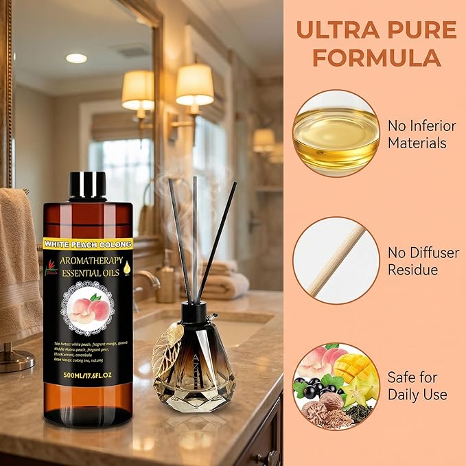 Essential Oils Diffuser Oil Refill 17.6fl.oz Large Volume Plant-Based Formula Aromatherapy Oil Air Refreshing Odor Reducing Long Lasting Scent Home Hotel Office Use Elitzia ET500EO3