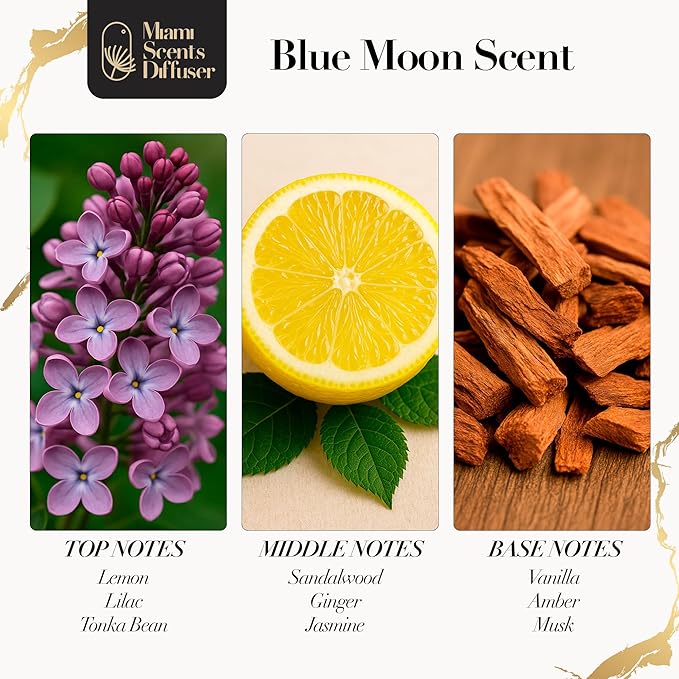 Blue Moon Essential Oil Refill Luxury Hotel Inspired - Long Lasting Aroma for Home & Commercial Diffuser - 500 ml Fresh Blend of Lemon, Lilac and Sandalwood, Scent for Office Spa Wellness Aromatherapy