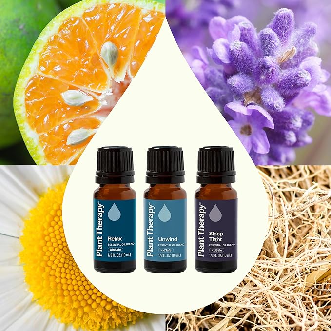 Plant Therapy Sleep Easy Essential Oil Blend Set 10 mL (1/3 oz) Each of Relax, Sleep Tight & Unwind, Pure, Undiluted, Essential Oil Blends
