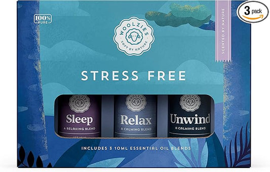 Stress-Free Essential Oil Blend Set | Therapeutic Grade Aromatherapy | Incl. Sleep, Relax, Unwind Blends | Promotes Grounding, Relaxing, Tranquility.