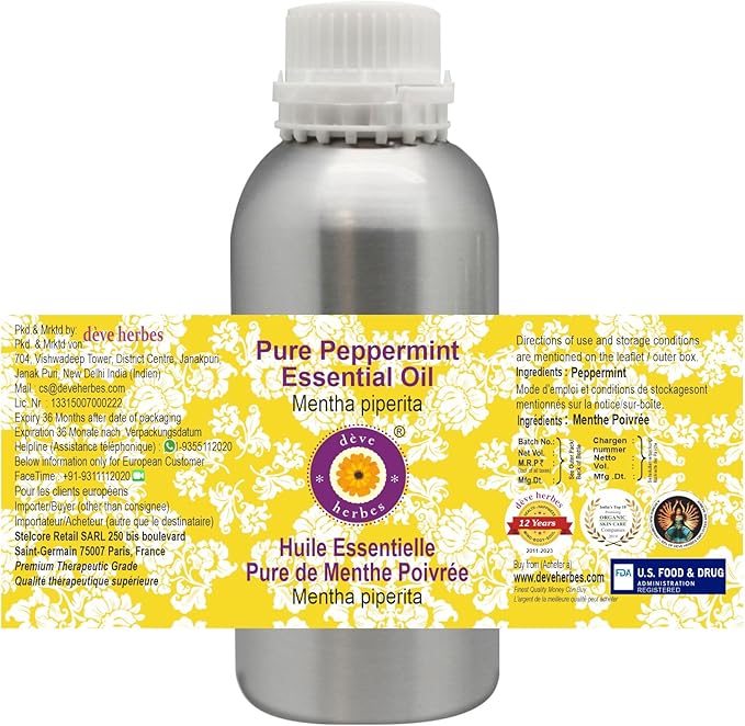 Deve herbes Pure Peppermint Essential Oil (Mentha piperita) Steam Distilled 1250ml (42 oz)