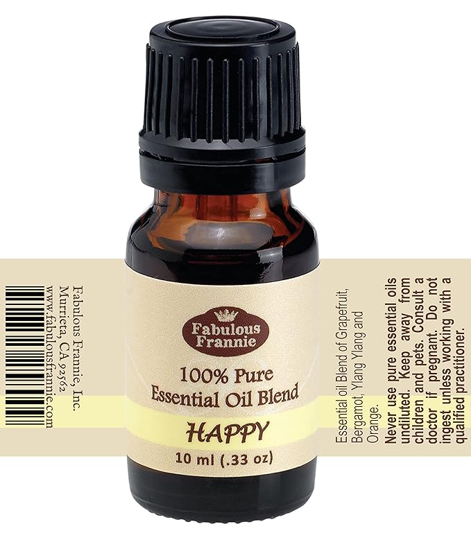 Fabulous Frannie Happy 100% Pure, Undiluted Essential Oil Blend of Bergamot, Grapefruit & Ylang Ylang 10ml (Pack of 1)